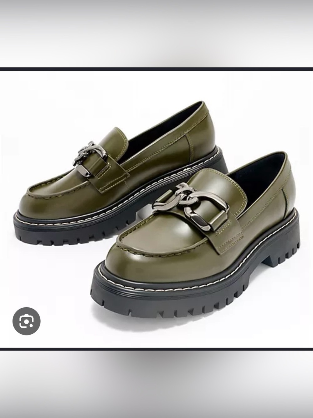 Marc Fisher Leather Trisca Chain Casual Loafers Forest Green 6.5 Retail $150